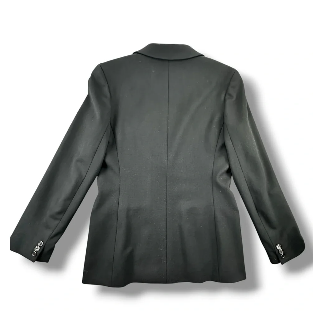 Theory Women’s High-Shine Lapel Wool Blend Blazer Size M Black EUC